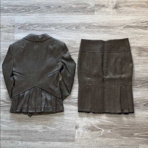 Bebe Brown Two Piece Skirt Suit. - Picture 2 of 10